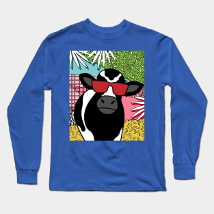 Funny Cow With Sunglasses Muh Long Sleeve T-Shirt
